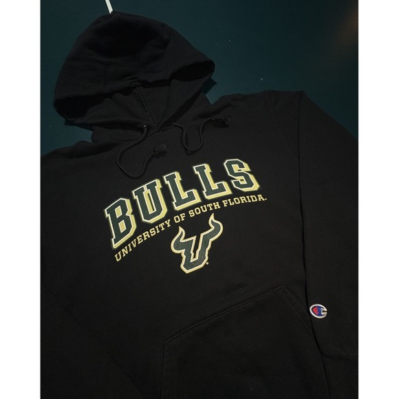 Champion University Of South Florida Bulls Sweatshirt Hoodie Men's Medium Black - Picture 3 of 9